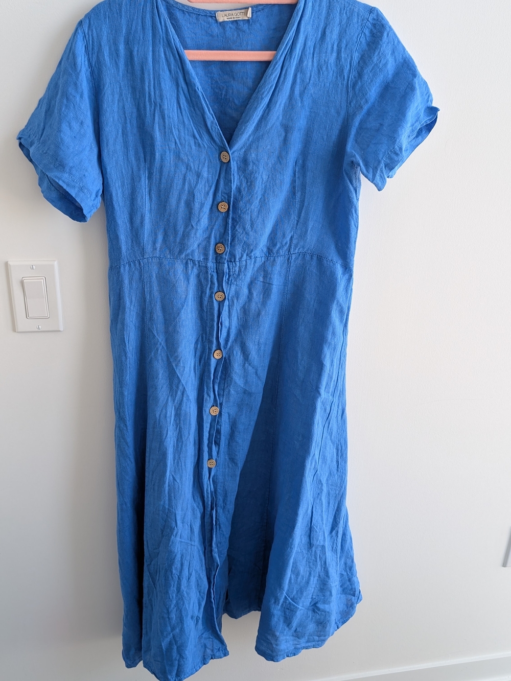 Laura Gotti 100% Linen Made In Italy Midi Dress